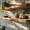 Mensola in rovere massiccio con bordo naturale/bordo albero Anteprima dell’immagine prodotto 1