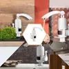 A collage of images showing a white electric hot water tap with a digital display. Náhled obrázku produktu