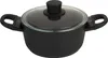 A black pot with a glass lid and black handles is shown against a white background. Náhled obrázku produktu