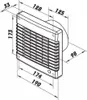 A technical drawing with dimensions of a wall-mounted fan. Anteprima dell’immagine prodotto