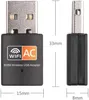 A product shot of a USB WiFi adapter with dimensions labeled. Produktbild-Vorschau