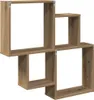 A wooden wall shelf unit with multiple square compartments. Produktbild-Vorschau