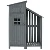 A gray wooden garden shed with a storage compartment. Anteprima dell’immagine prodotto