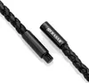 A close-up shot of a black braided leather necklace with a black stainless steel clasp. The clasp has the brand name 'SERASAR' engraved on it. Podgląd zdjęcia produktu