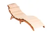 A wooden chaise lounge with a beige cushion, isolated on a white background. Produktbild-Vorschau
