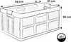 A line drawing of a folding storage box with dimensions indicated. Anteprima dell’immagine prodotto