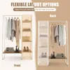 A split image showing two sides of a clothing rack and shelf unit, labeled "Front" and "Back", demonstrating flexible layout options. Produktbild-Vorschau