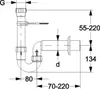 A technical drawing of a plumbing trap with dimensions and labels. Anteprima dell’immagine prodotto