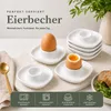 4er Set Eierbecher aus Keramik – Weiß, stapelbar & Produktbild-Vorschau 5