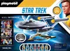 The image shows the packaging of a Playmobil Star Trek U.S.S. Enterprise playset, featuring the spaceship and characters. Podgląd zdjęcia produktu