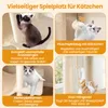A collage of four images showcasing different features of a cat tree, with German text descriptions. Anteprima dell’immagine prodotto