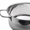 A close-up view of the interior of a stainless steel pot with volume markings. Produktbild-Vorschau