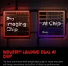 A graphic illustration of two computer chips, labeled "Pro Imaging Chip" and "AI Chip", with text below describing the product's features. Anteprima dell’immagine prodotto