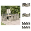 vidaXL 9-tlg. Garten-Essgruppe mit Kissen Grau Poly Rattan Produktbild-Vorschau 1