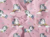 A repeating pattern of cartoon unicorns on a pink background. Náhľad obrázku produktu