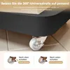 Close-up of a furniture caster with text overlays explaining its function. Produktbild-Vorschau