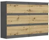 Komoda 120 cm 6 zásuvek skříňka FRAMIRE R-120 antracit mix Náhled obrázku produktu 1