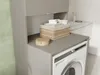 A laundry room with a washing machine and a cabinet. Produktbild-Vorschau