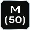A black square with white text 'M' and '(50)' inside, set against a gray border. Anteprima dell’immagine prodotto