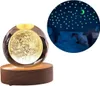 A product collage showing a crystal ball lamp with a moon inside and a child sleeping in a room with glow-in-the-dark stars on the wall. Náhled obrázku produktu