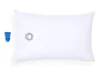 A white pillow with a blue cap next to it, on a white background. Podgląd zdjęcia produktu