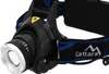 Close-up of a black Cattara headlamp with a silver LED light and blue and black adjustable straps. Náhľad obrázku produktu