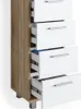A close-up view of a tall, narrow cabinet with a wood-grain side and white drawers. Podgląd zdjęcia produktu