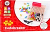The image shows the product packaging for a BigJigs Codebreaker game, along with some of the game's components. Produktbild-Vorschau