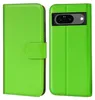 A green book-style phone case for a Google Pixel 8 is shown from the front and back. Produktbild-Vorschau