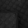 A close-up view of a black quilted fabric with a hexagonal pattern, showing the texture and stitching. The bottom left corner reveals the underside of the fabric, which has a textured surface with small dots, likely for grip. Náhľad obrázku produktu