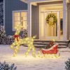 Outsunny LED Rentier mit Schlitten 125 cm Weihnachtsdeko Produktbild-Vorschau 2