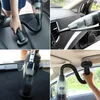 Collage of four images showing a portable vacuum cleaner being used in different parts of a car interior. Produktbild-Vorschau