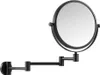 A black, adjustable wall-mounted cosmetic mirror with a three-arm extension. Produktbild-Vorschau