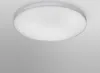 A close-up shot of a white, circular LED ceiling light mounted on a white ceiling. Produktbild-Vorschau