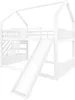A white bunk bed with a slide and storage stairs, shown against a white background. Náhled obrázku produktu