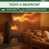 A woman sleeping on a couch next to a wood-burning stove with heat waves emanating from it. Anteprima dell’immagine prodotto