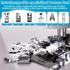 A collection of specialized presser feet for sewing machines, displayed on a sewing machine surface. Produktbild-Vorschau