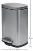 A silver stainless steel pedal bin with dimensions and capacity indicated. Anteprima dell’immagine prodotto