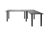 A black L-shaped desk with black legs, shown against a white background. Produktbild-Vorschau