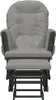 A front view of a gray fabric glider chair with a matching ottoman. Produktbild-Vorschau