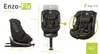 A collage of images showing a black child car seat with various dimensions and features highlighted. Náhľad obrázku produktu