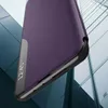 A close-up of a purple phone case with a transparent window showing the time. Náhľad obrázku produktu