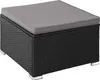 A black rattan ottoman with a gray cushion on a white background. Náhled obrázku produktu