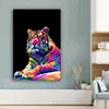 MuchoWow® - Leinwandbilder - Tiger - Bunt - Tiere - Schwarz Produktbild-Vorschau 4