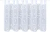 A white sheer curtain with a swirl pattern hanging from a rod. Produktbild-Vorschau