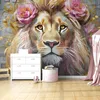 Vlies fototapete Löwe Blumen Tiere 150x105 cm Feeby Gold Produktbild-Vorschau 2