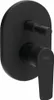 A black matte shower faucet with a lever handle and a separate control knob, mounted on a round escutcheon plate. Náhled obrázku produktu