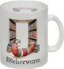 Bücherwurm Glas Tasse mit Wurm in der Bibliothek Produktbild-Vorschau 1