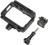 A black protective frame and accessories for an action camera are displayed against a white background. Produktbild-Vorschau