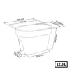A line drawing diagram of a planter with dimensions indicated by text and lines. Anteprima dell’immagine prodotto